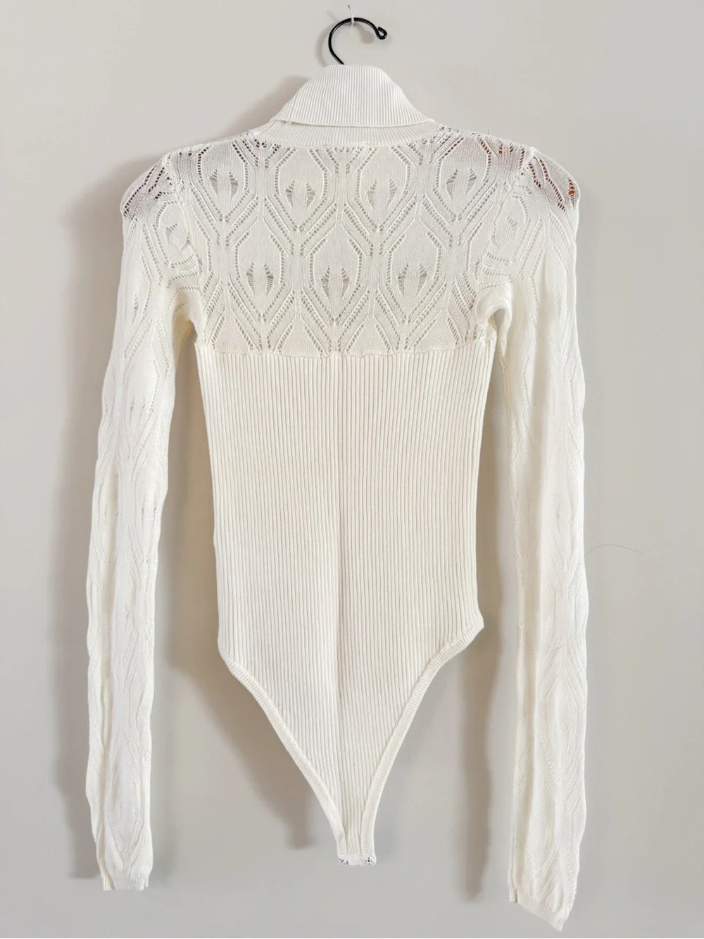 Free People Intimately Free Pretty in Pointelle Turtleneck Bodysuit White XS